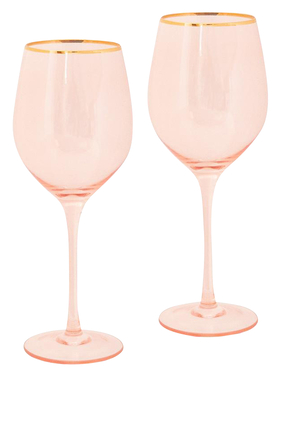 Wine Crystal Rose Glasses, Set of 2
